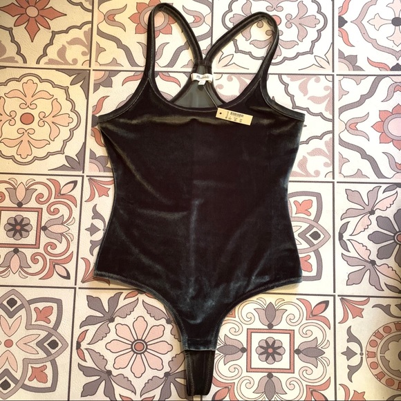 Madewell Green Velvet Racerback Thong Bodysuit S - Picture 7 of 8